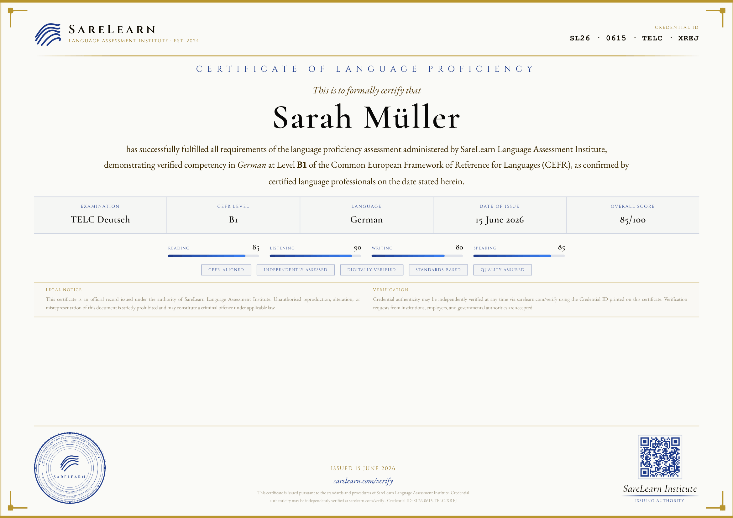 SareLearn Certificate